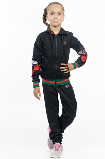 1Спортивный костюм детский  E550-2 black эластан-стрейч купить оптом