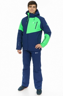 Горнолыжный мужской костюм  SnowHeadquarter A-8795 gray т. синий с зеленым купить оптом